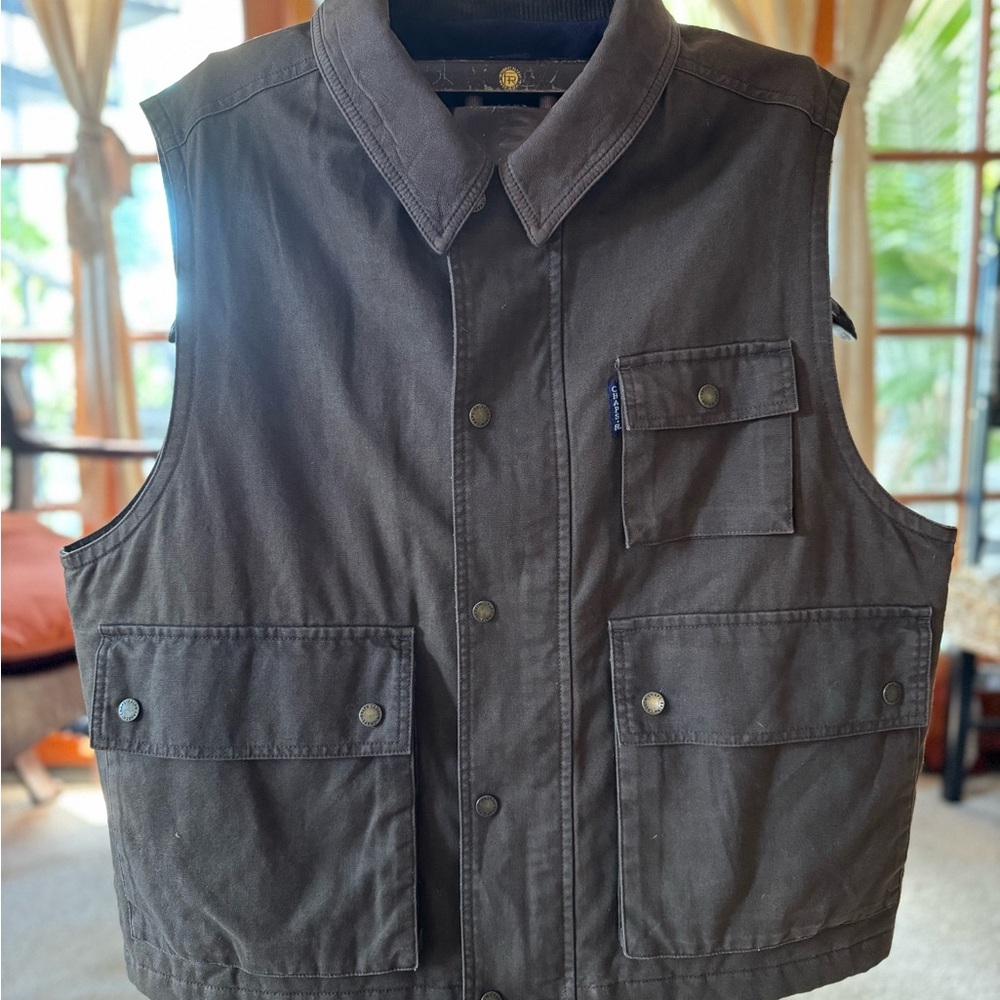 Ralph Lauren Men's Brown Utility Vest W/ Leather Collar